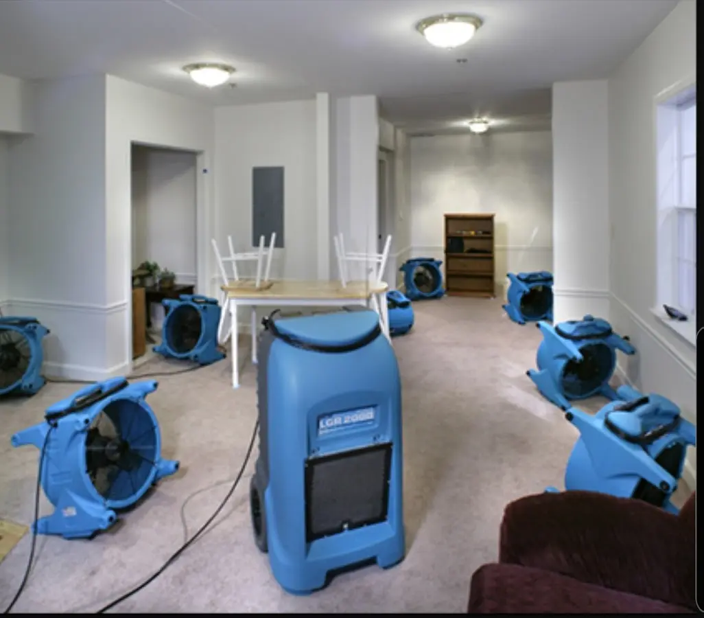 Air movers and dehumidifier setup for Water Extraction & Removal in Reisterstown