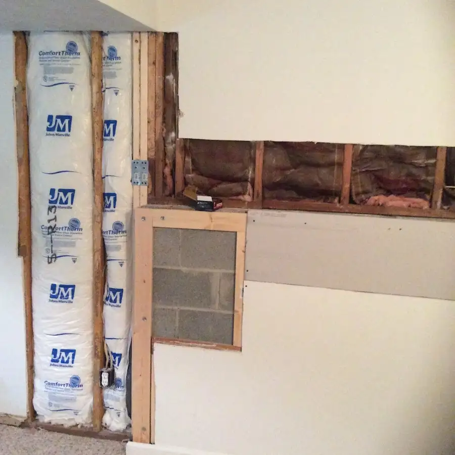 Wall insulation replacement during Basement Flood Cleanup in Reisterstown